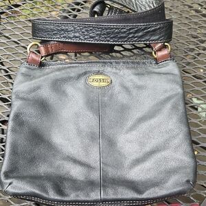 Fossil Black Leather Shoulder Bag